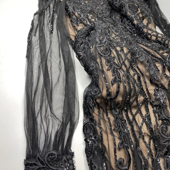 Ladivine Women’s Floral Sequin Mermaid Gown Size: 10 | Color: Black - Picture 4 of 11